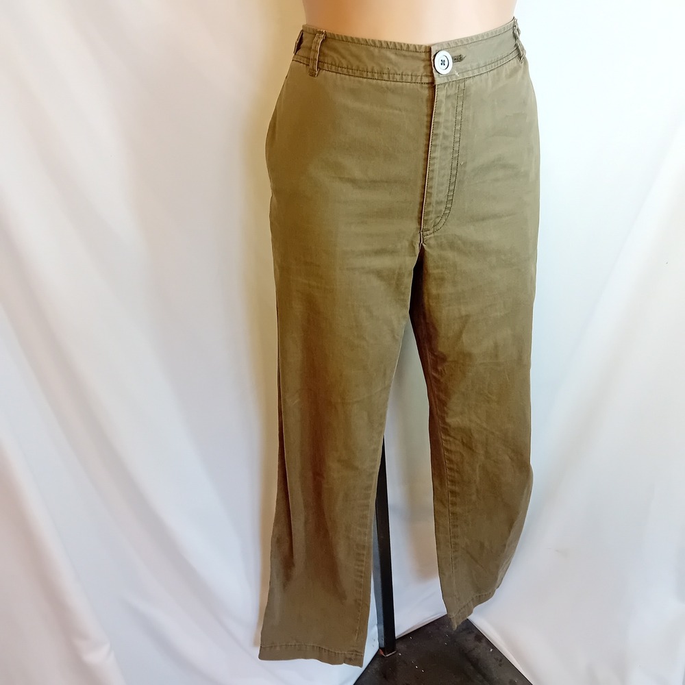 Women's Club Monaco High Rise Utility Chino Trouser Pants Straight Leg Olive 8 - Picture 2 of 16